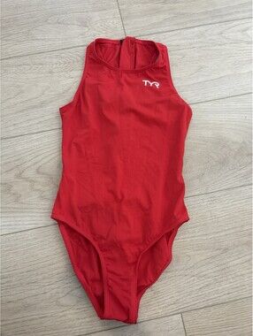TYR One Piece Swimsuit Zipper Back Swimsuit Size 32 RED